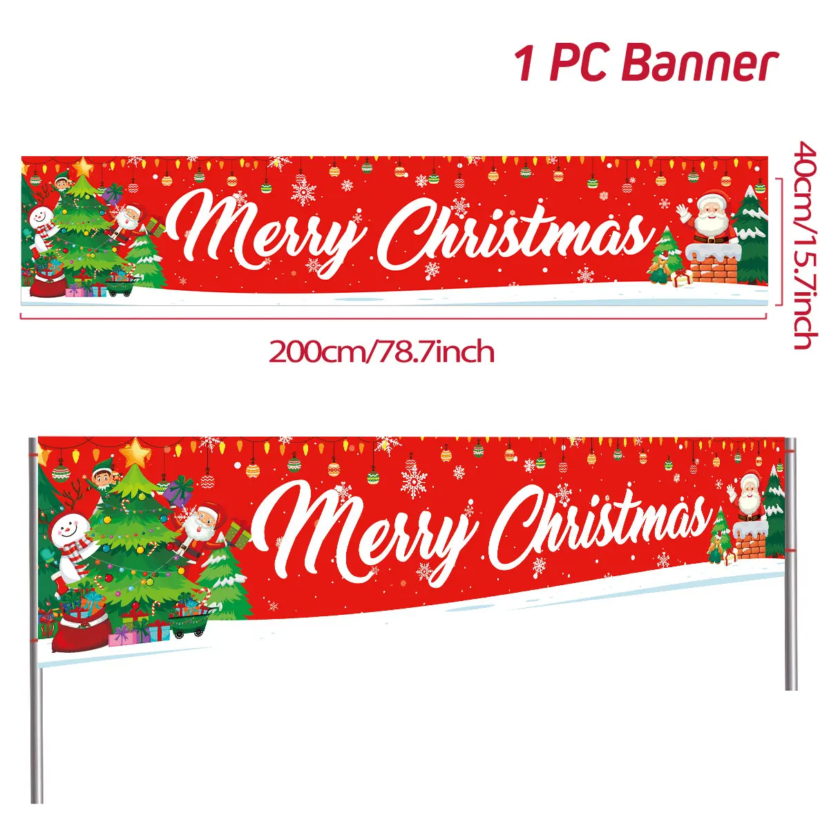 Frohe Weihnachten Banner 300x50cm – Rotes Hofschild Für Garten, Terrasse, Veranda