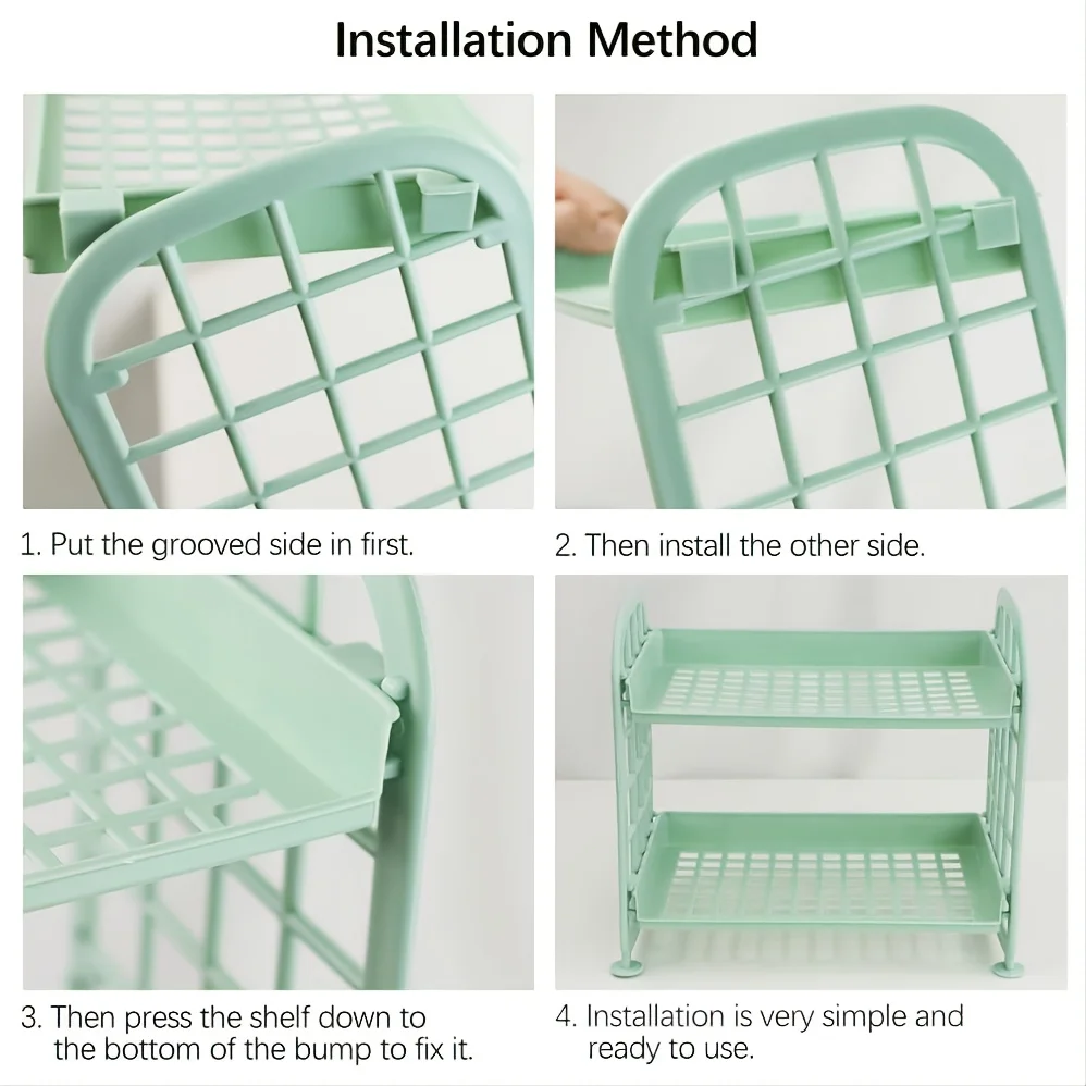 Desktop Stationery Rack, Storage Holder, Multi-functional Plastic Shelf, Makeup Organizer, 2 Tiers, 1Pc