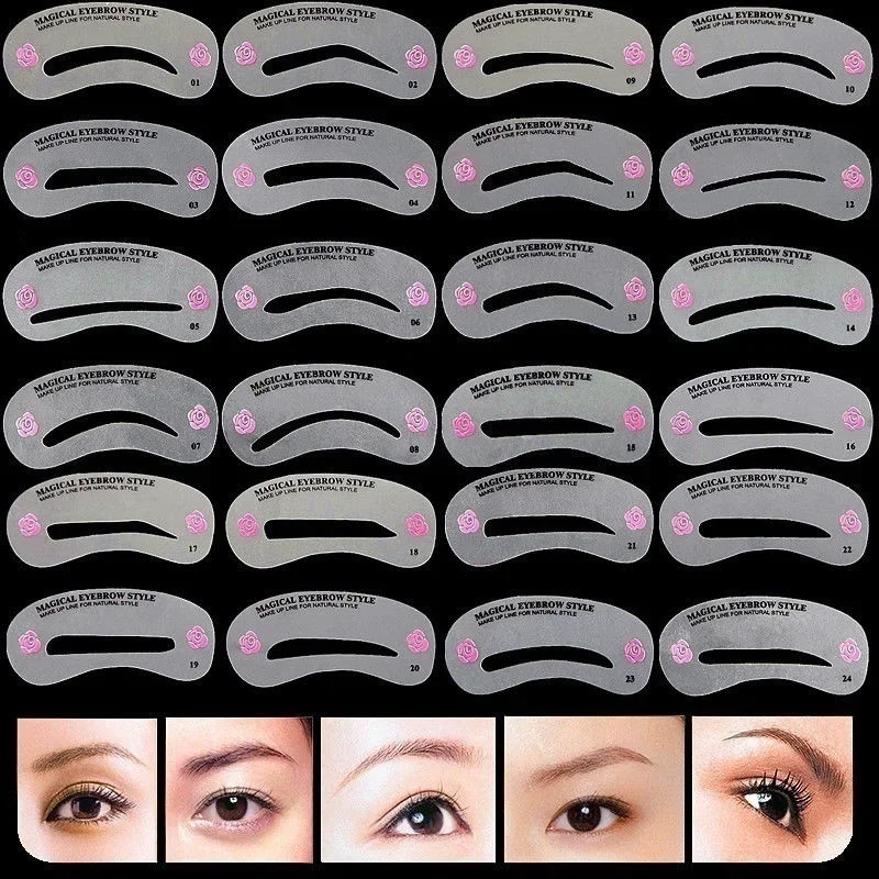 Description Picture 3 of item24pcs Women Eye Make Up Stencils Eyebrow Shaping Stencil Grooming Kit Shaper Template DIY MakeUp Beauty Accessories