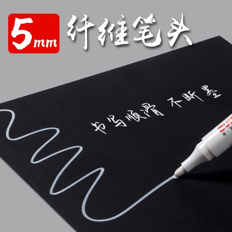 5PCS Alcohol White Marker 1.0/3.0 Tip Waterproof Permanent Industrial Furniture Scratch Repair Construction Site Bold Car