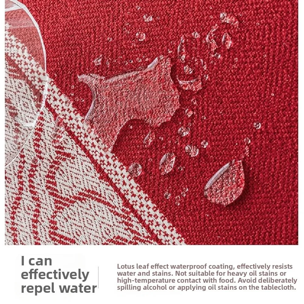 Rectangle Christmas Table Runner Red Christmas Tree Printed Table Cover Thickened with Tassels Elks Tablecloth Coffee Table