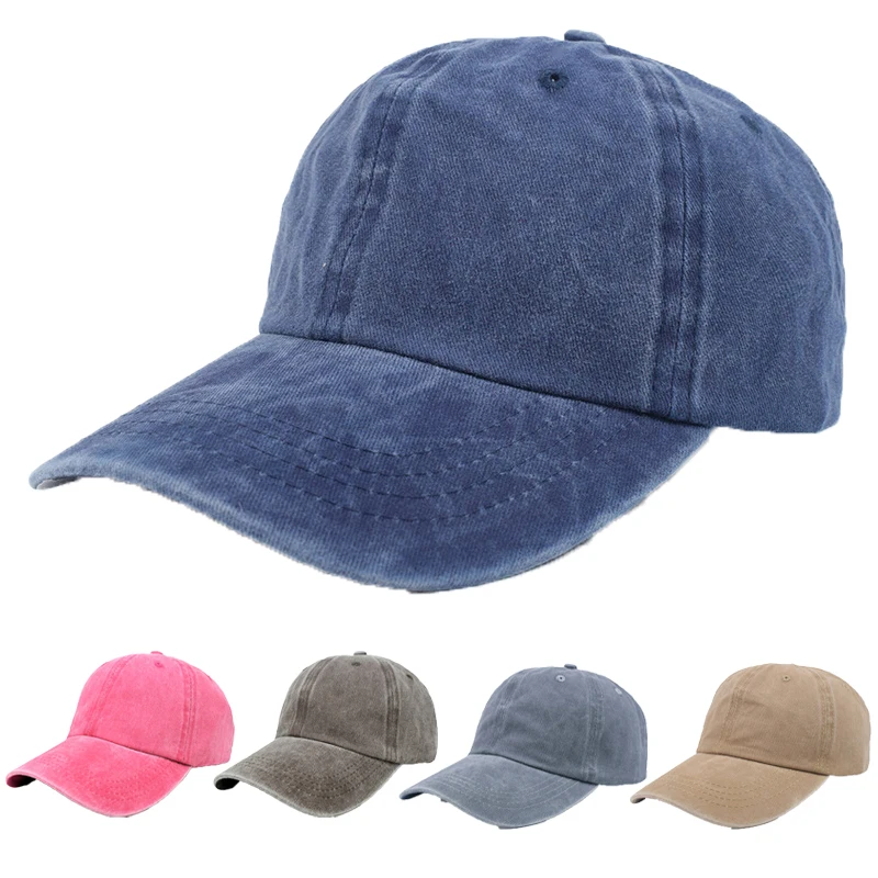 

Washed Cotton Baseball Cap Men Women Soft Top Solid Color Curved Brim Peaked Caps Spring Summer Vintage Sunshade Beach Sun Hat