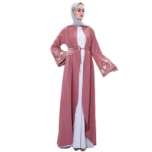 

Robe Femme Musulmane Muslim Fashion Cardigan Dubai Tourism Embroidery Open Women Dress Kimono Belt Dubai Abaya Turkey