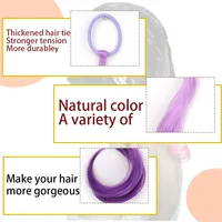 Extensions de cheveux synthétiques colorés pour enfants, extensions de queue de cheval bouclées, légères, avec élastique, 14 po 3