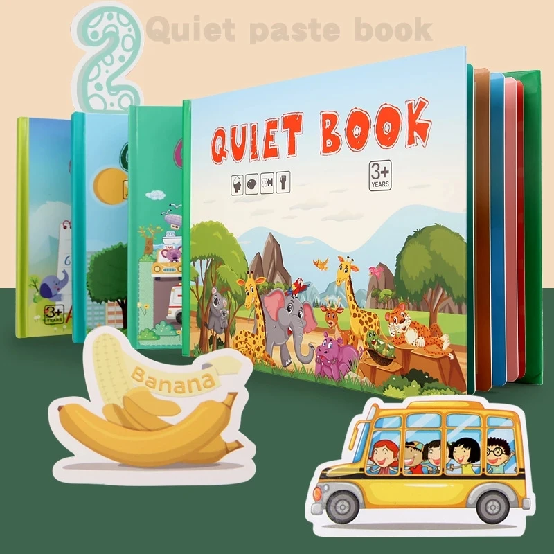 

4pcs Montessori My First Busy Book Quiet Book Animal Fruit Numbers Matching Game DIY Puzzle Educational Toys For Kids Children