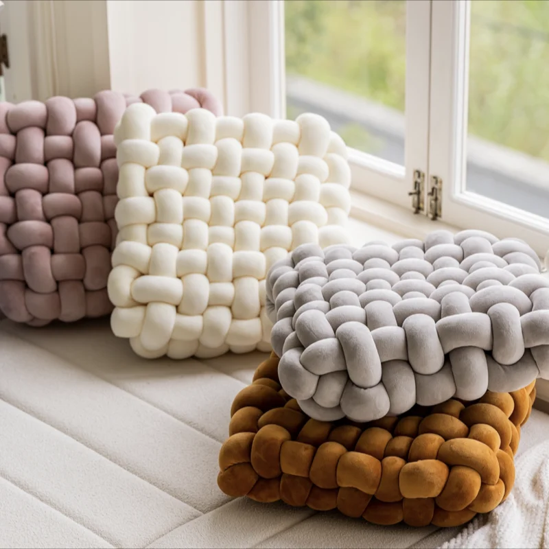 

Knot Plush Cushion Northern Europe Aesthetic Stuffed Pillow Sofa Soft Stuffed Pillow Bedroom Sleeping Back Weave Cushion Decor