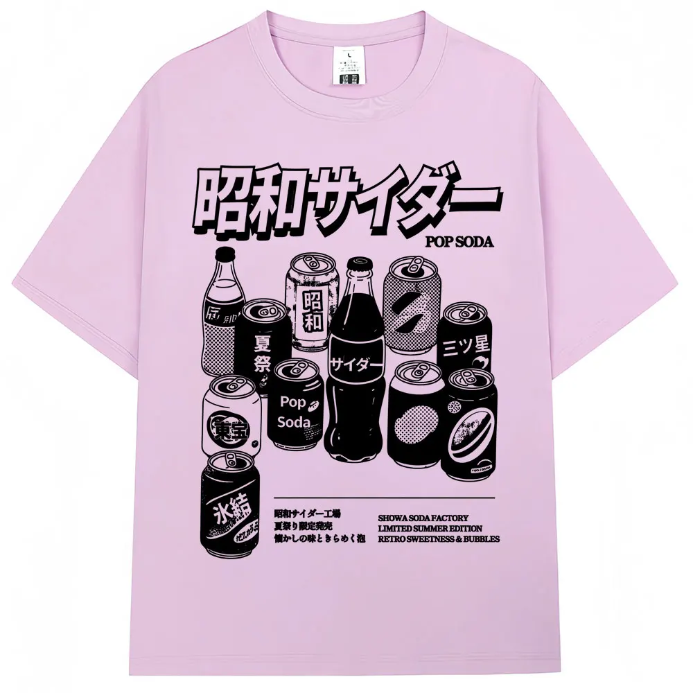 Retro Japanese Soda Aesthetic Oversized T-Shirt - 90s Anime Harajuku Style in Premium Cotton