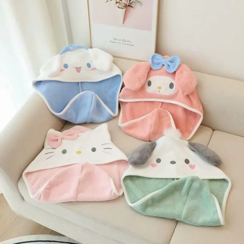 

Kawaii Sanrio Dry Hair Cap Kuromi Accessories Cute Anime Hair Wraps Hair Scrubs Towel Dry Towel Shower Cap Toys for Girls Gift