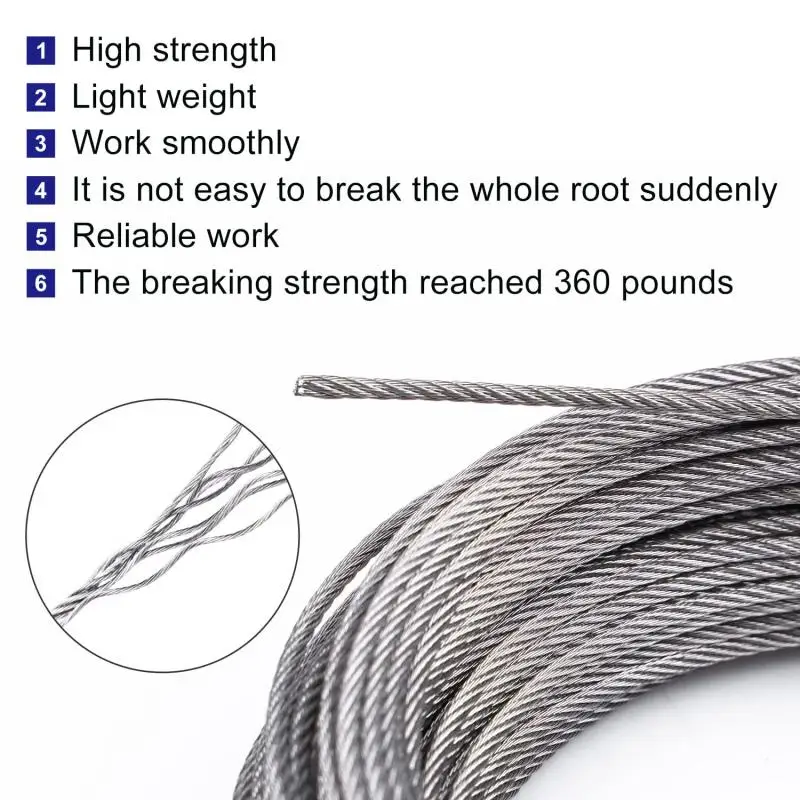 10M~5M diameter 0.5mm-3.0mm 7X7 Structur 304 stainless steel wire rope alambre cable softer fishing lifting cable stainless steel wire,stainless steel cable rope kits,steel wire rope