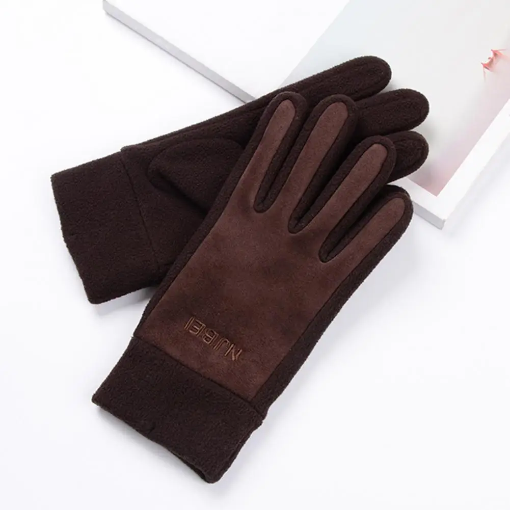 

Bike Gloves 1 Pair Simple Letter Embroidery Solid Color Windproof Winter Men Female Sports Cycling Gloves for Going Out