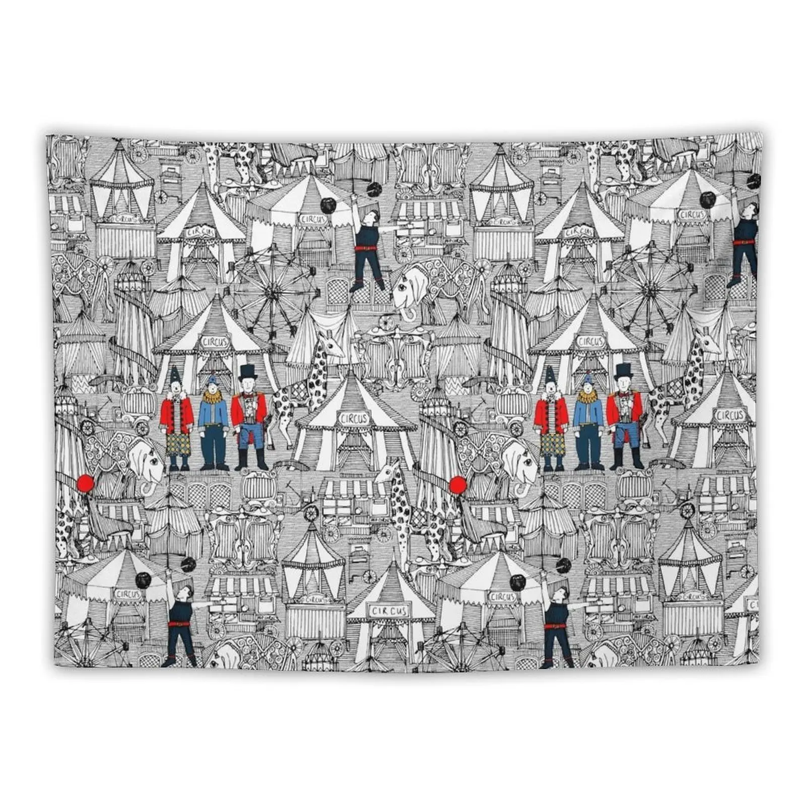 

retro circus bw col Tapestry Decorations For Room Bedroom Decor Aesthetic Tapestry
