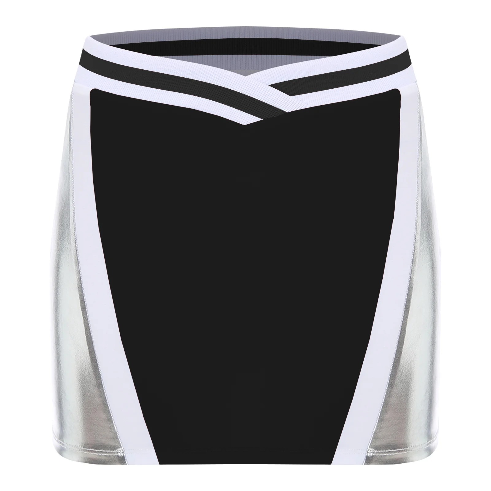 thumbnail image 1 of Falda de porristas enérgica para mujer, disfraz de carreras de coches, traje de Cosplay, cinturilla elástica en forma de V, falda elegante de corte a con contraste, 1 of 5