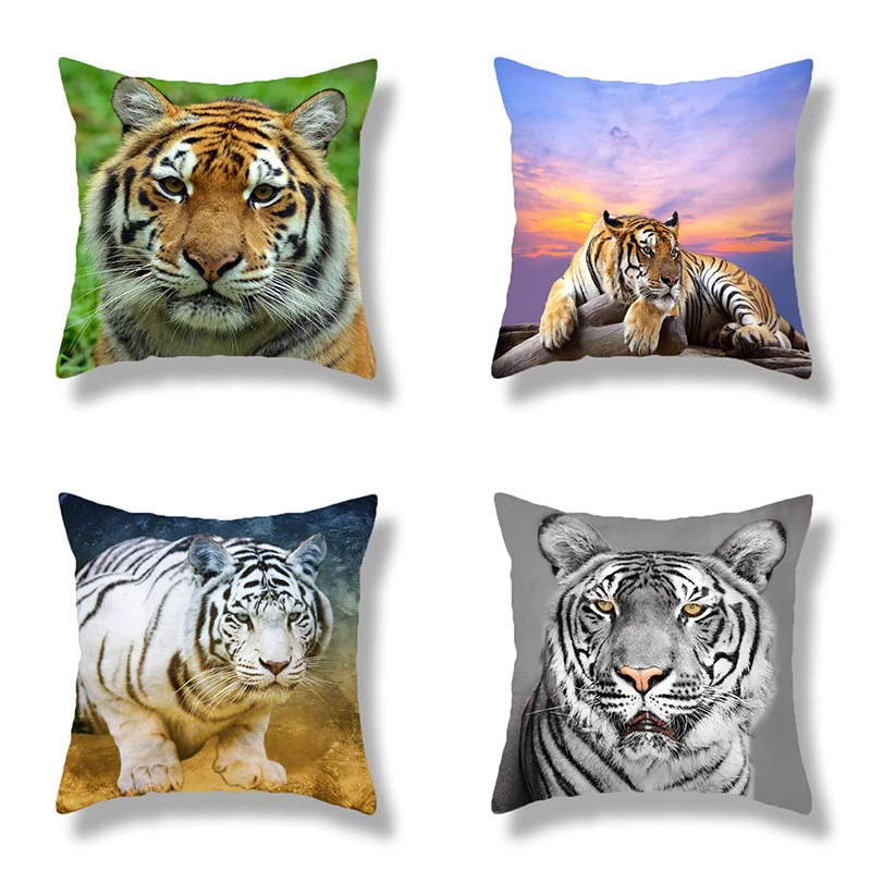 

Brave Fierce Tiger Pattern Print Pillowcase Car Cushion Decoration Sofa Bedroom Home decor party decoration Pillow