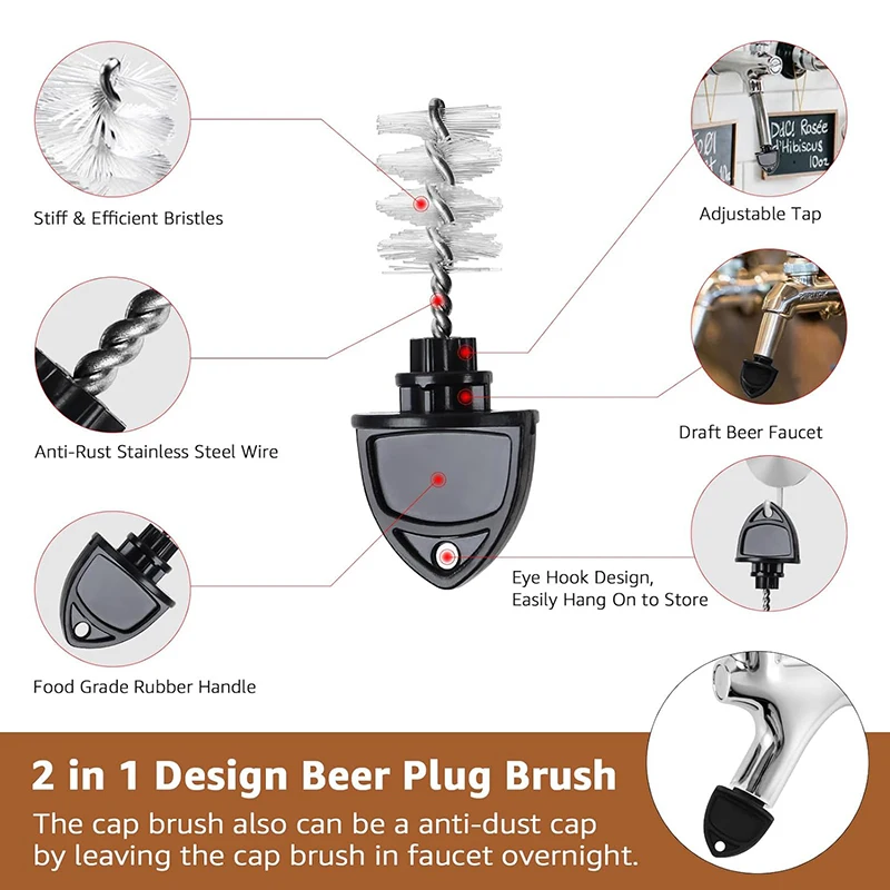 Beer Faucet Brush Tap Plug Beer Tap Cleaning Brush Cover Homebrew 5pcs/lot Faucet Capping Fit US & EU Faucets