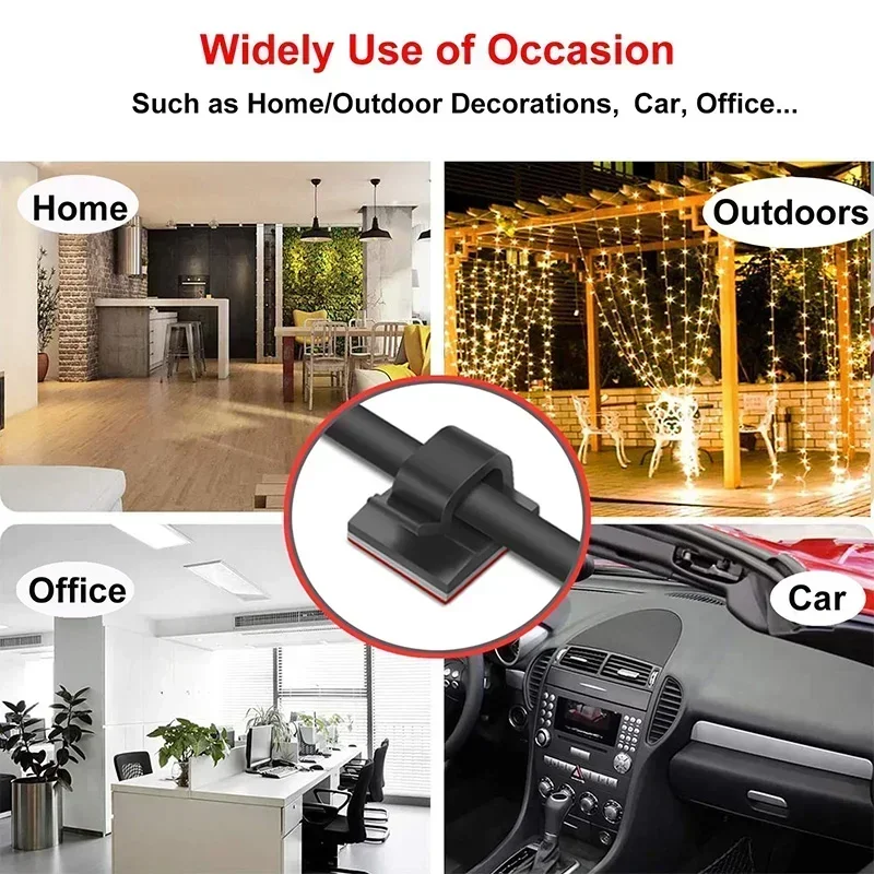 Cable Organizer Clamp Wire Clip Self-adhesive for Desktop Car Office