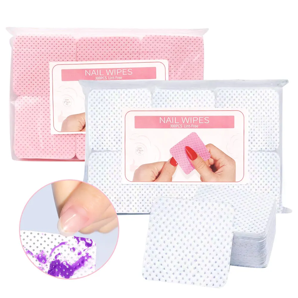Nail Polish Remover 300 Pcs Nail Polish Removal Wipes Nail Cleansing Pads Easy Removable Gel Disposable Cotton Wipe Pads UV Gel Non-Woven Nail Pads