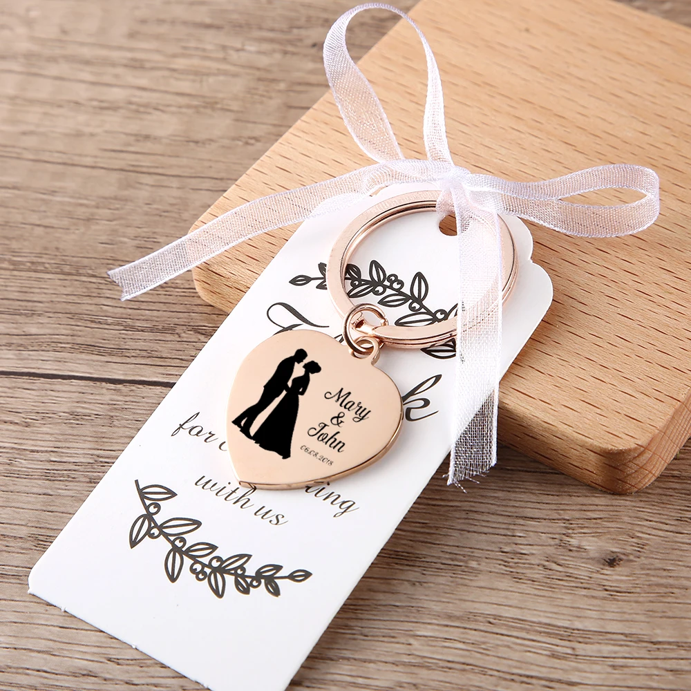 Custom Engraved Heart Wedding Names Metal Key Chain,Bachelorette Party Favor,Bridal Shower Gift Birthday,Wedding Favors Keychain custom bridal shower decor bride and groom dresses candy box wedding favor packaging boxes chocolate paper folding gift box