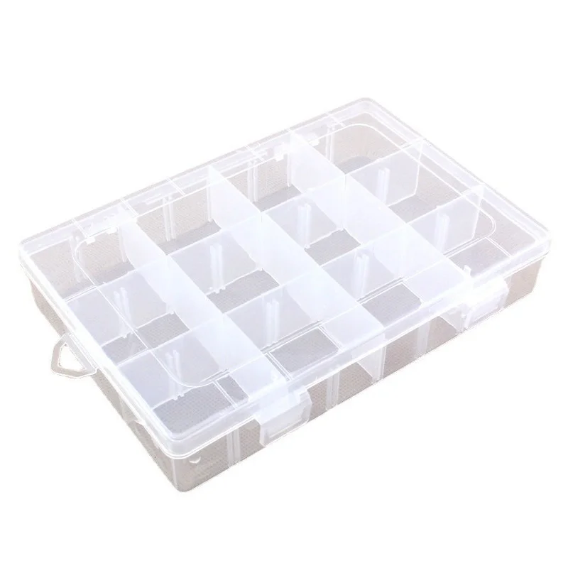 Detachable transparent 12 grid plastic storage box jewelry electronic components PP box with lid sample stationery finishing box