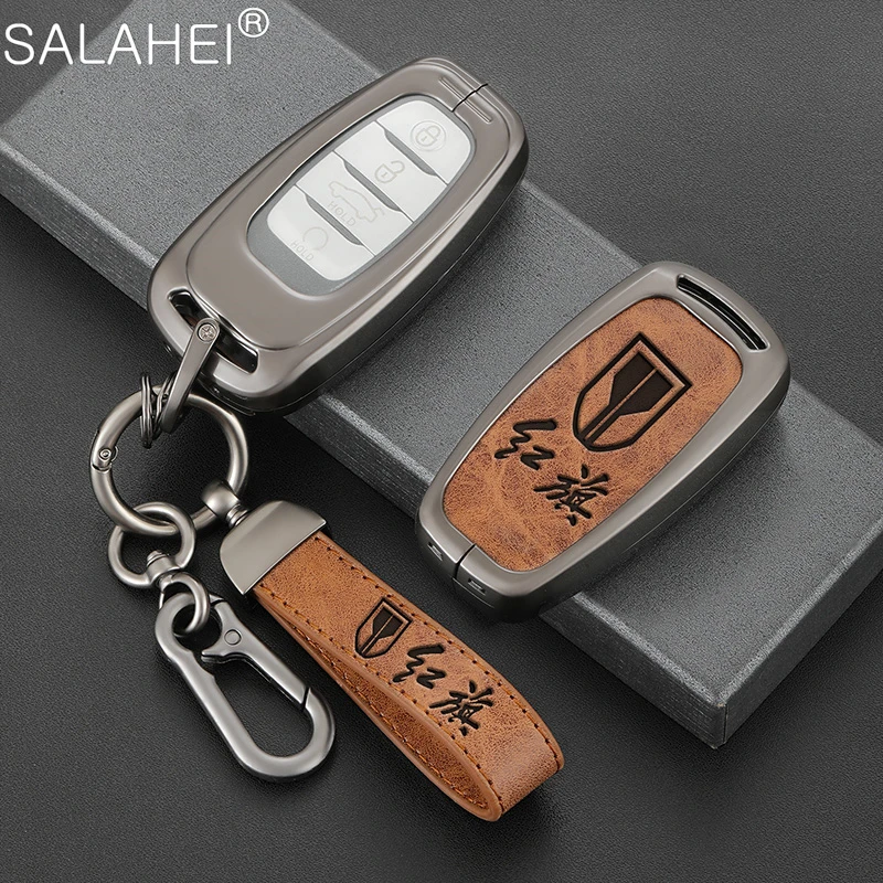 

Fashion Car Smart Remote Key Case Leather Covers For FAW Hongqi HS5 H5 H9 HS7 H7 L5 HS3 L9 2020-2021 E-HS9 Keychains Accessories