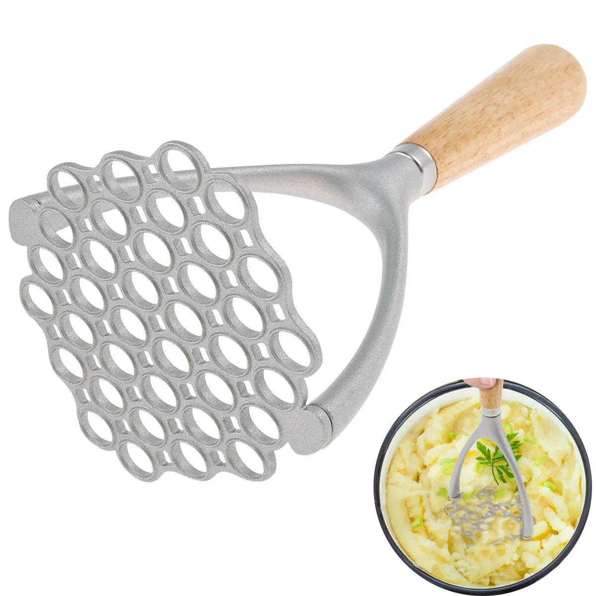 Manual Potato Masher with Ergonomic Handle Non Stick Potato Press Vegetable Masher Kitchen Gadget