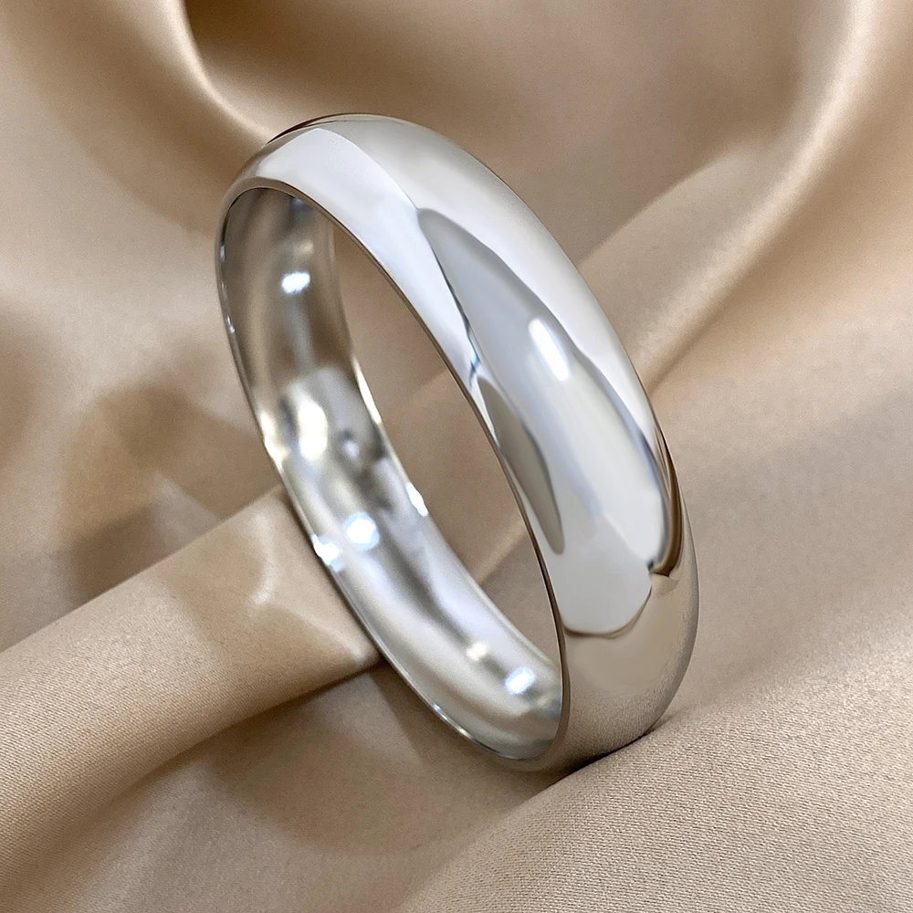 Großer, glänzender, breiter Armband-Armreif, hypoallergen, 18 Karat vergoldet, Armbänder für Damen, Edelstahl-Manschette, Schmuckzubehör – Detail 3