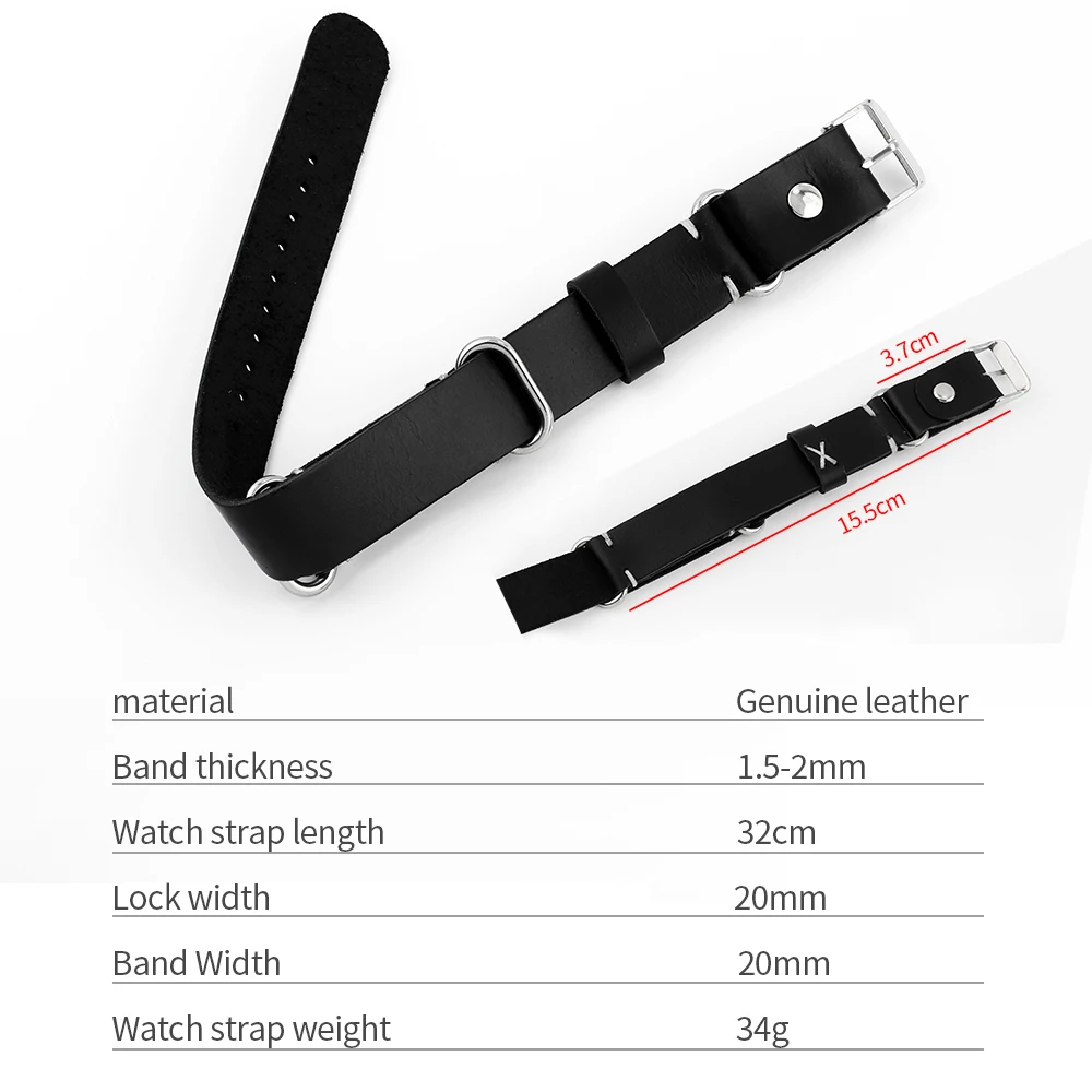 Premium Leather Watch Strap with Stainless Steel Buckle - Universal Replacement Strap