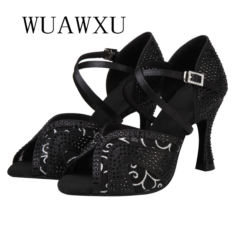 NATASHA Dance Shoes Hot Diamond Women's Soft Sole Latin Dance Shoes Square National Standard Social Dance Latin Sandals Medium H