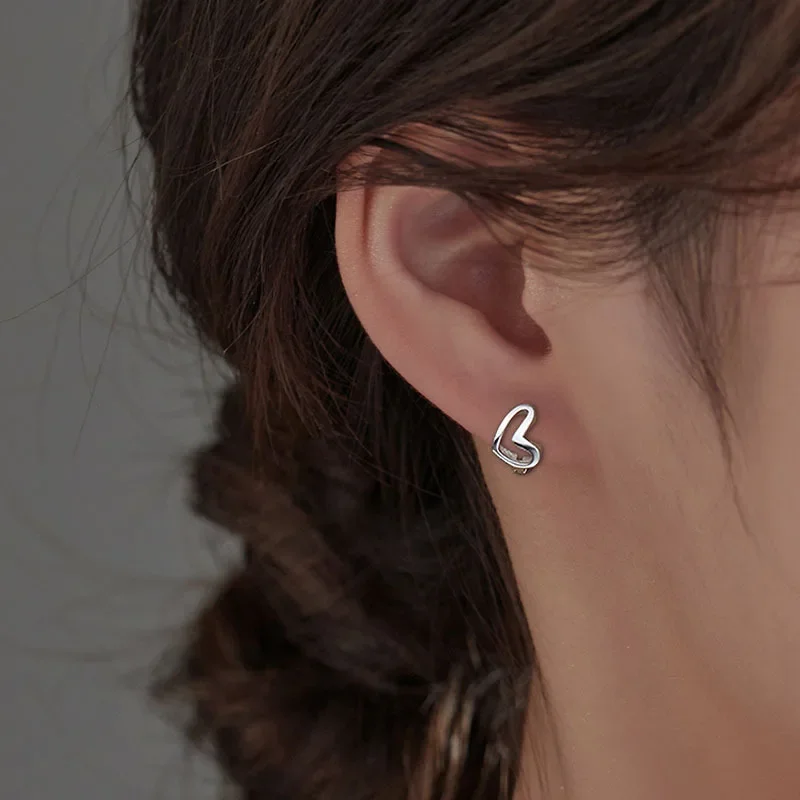 925 Sterling Silver hoop Earrings Temperament Simple Heart Jewelry for Women Wedding  Accessories 2