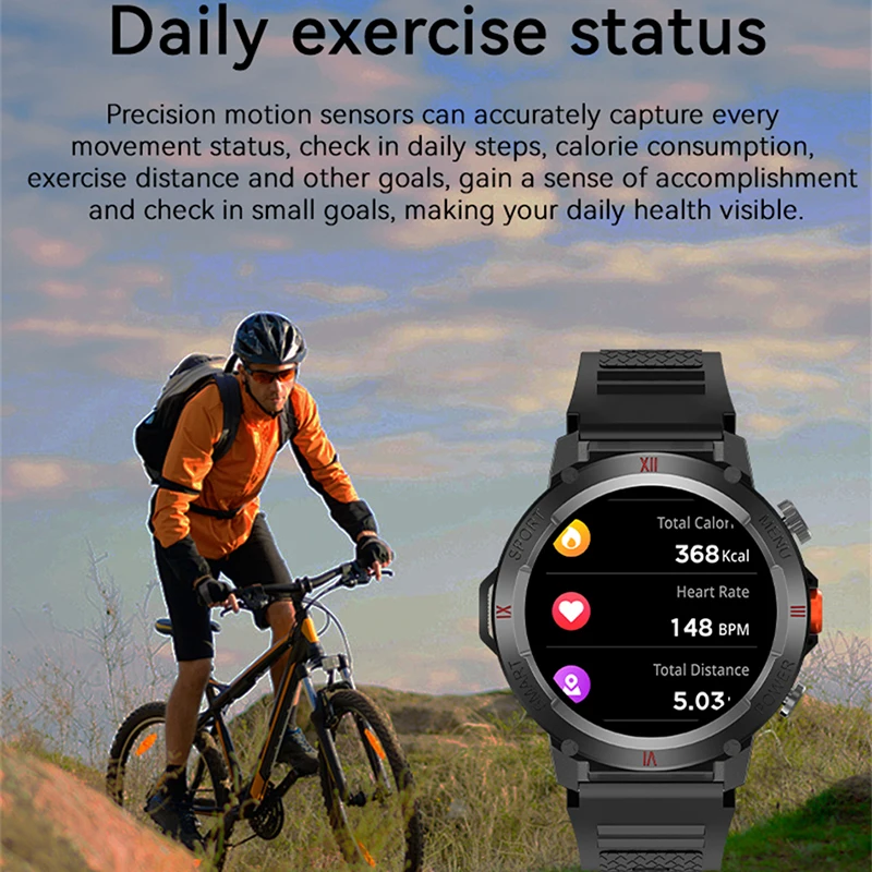 1.46" Flashlight Bluetooth Call Smart Watch Men Women GPS Sport Track Bluetooth Call IP68 Waterproof Smartwatch Man 2024 New