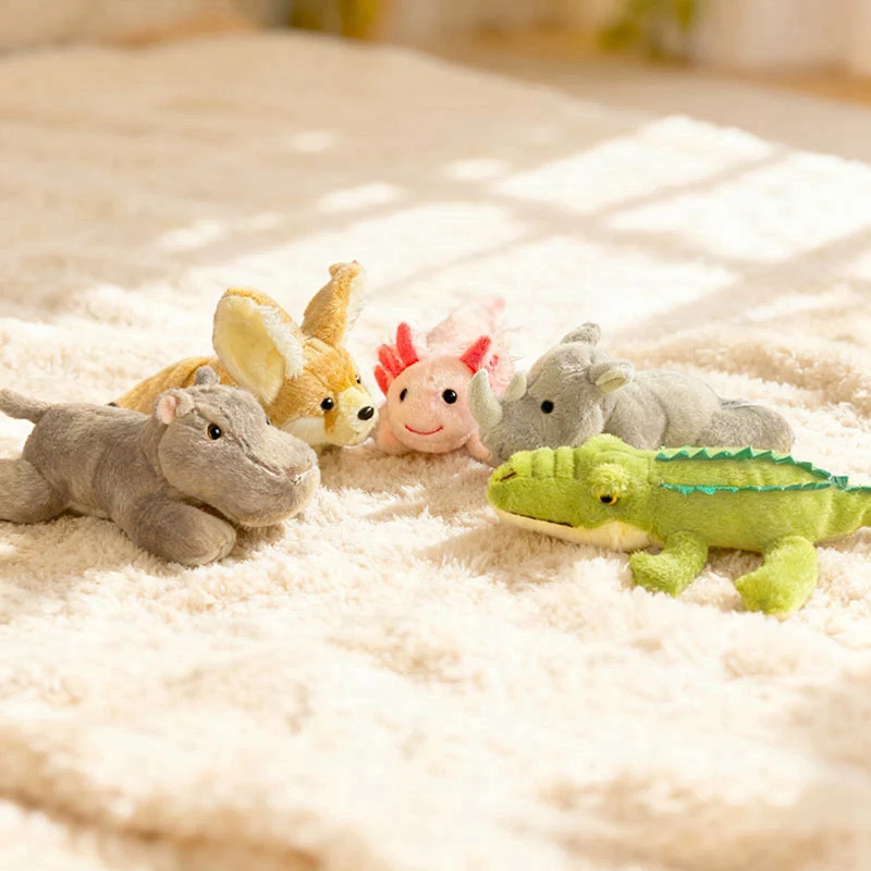 25cm Forest Animal Plush Toy Cute Crocodile, Salamander, Big-eared Fox, Rhinoceros, Hippopotamus Dolls Simulated Jungle Animals