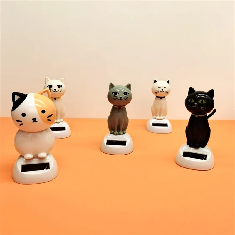 Novelty Solar Toys Cartoon Cute Cat Series Solar Swinging Doll Funny Desktop Decorations Swinging Cat Car Ornament solar kimono doll ornament