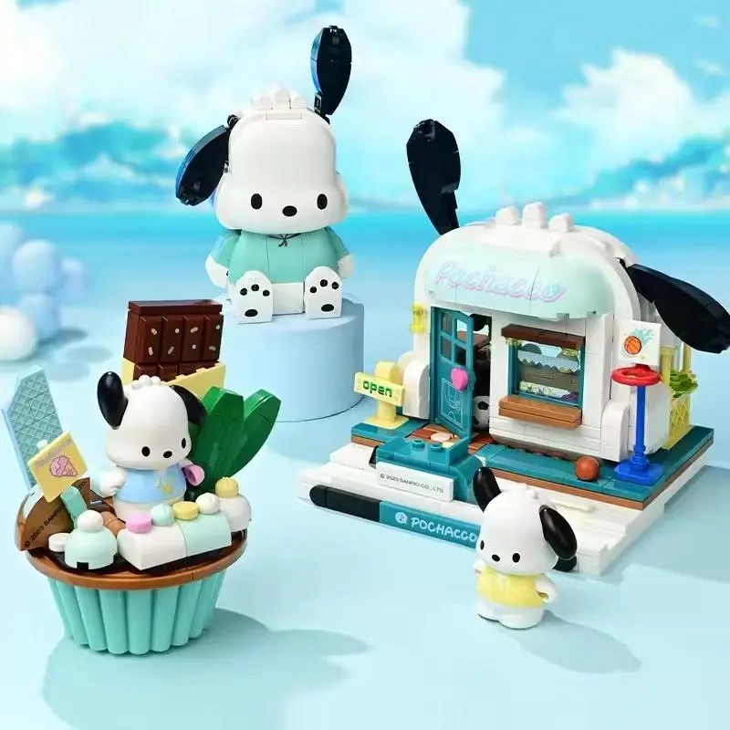 Sanrio Pochacco Cake Cup Building Blocks Model Kawaii Pochacco