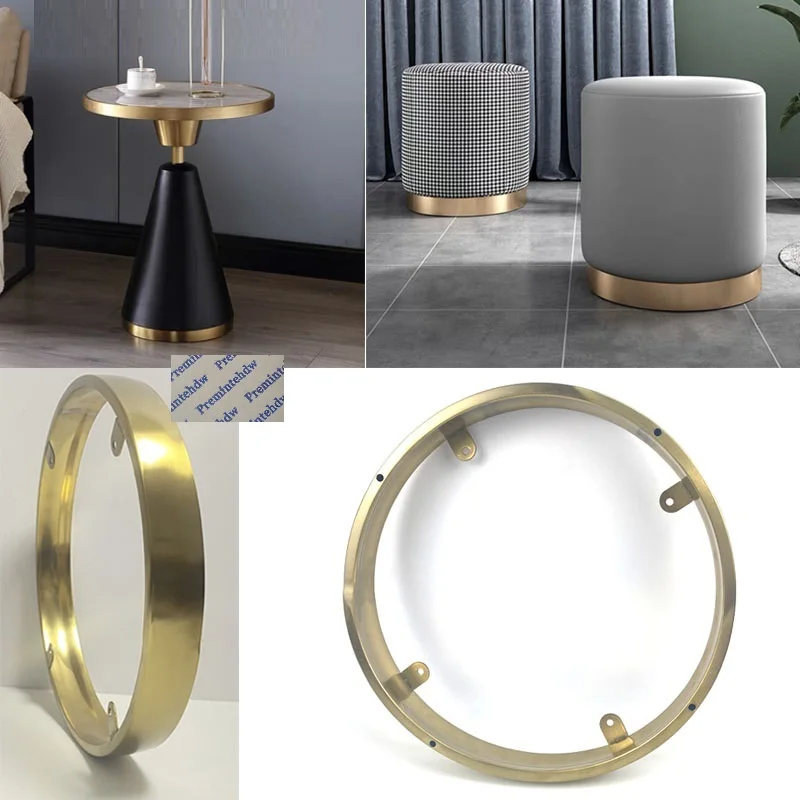 1Piece Gold Steel Round Ring Base Feet For Pouf Ottoman Upholstery Stool Coffee Bar Table
