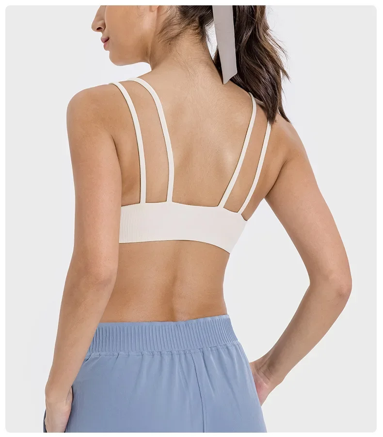 Lksd Vantage Sports Bra Women Buttery-soft Comfort Flat Straps Bonded Seams Fixed Padded Bras With Reflective LSKD Logo