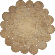 

Natural Rug Jute Round Reversible 4x4 Feet Stylish Rug Braided Modern Look Carpets for Bed Room