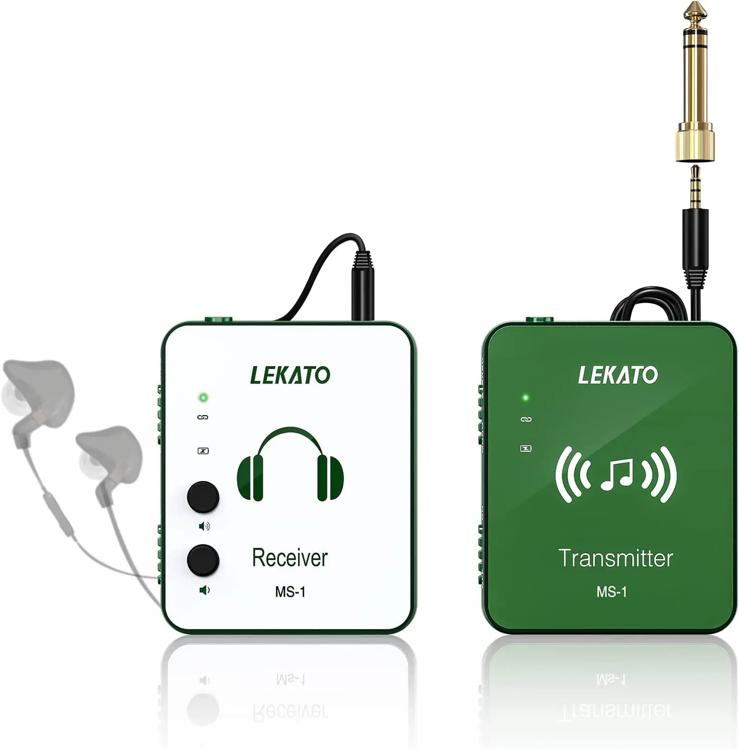 

LEKATO Wireless IEM System with Transmitter Receiver Wireless in-Ear Monitor System 2.4Ghz Automatic for Studio Live (MS-1G)