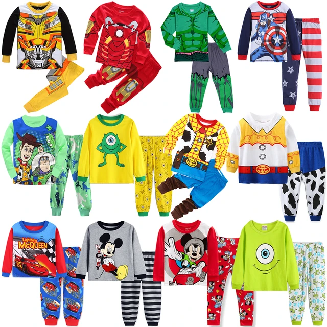 Spring Autumn Children's Mickey Clothing Sets Boys Sleepwear Clothes Kids car Pajamas Set Baby Girls Cotton Cartoon Pijamas