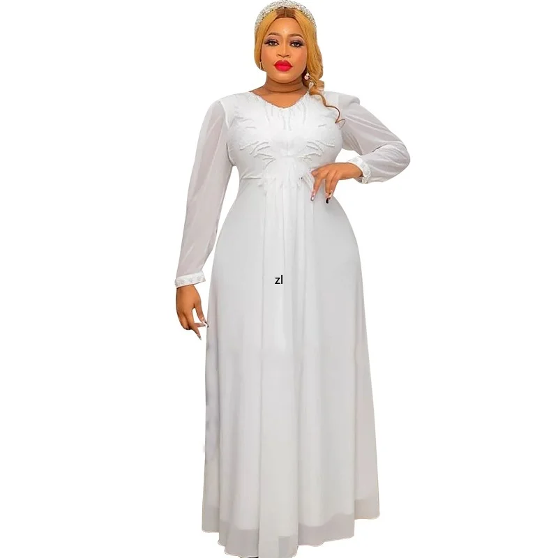 Robe Africaine Chiffon Dresses For Women 2022 Wedding Party Gown Muslim Long Sleeve Abaya Turkish Dubai Kaftan Dress Clothing