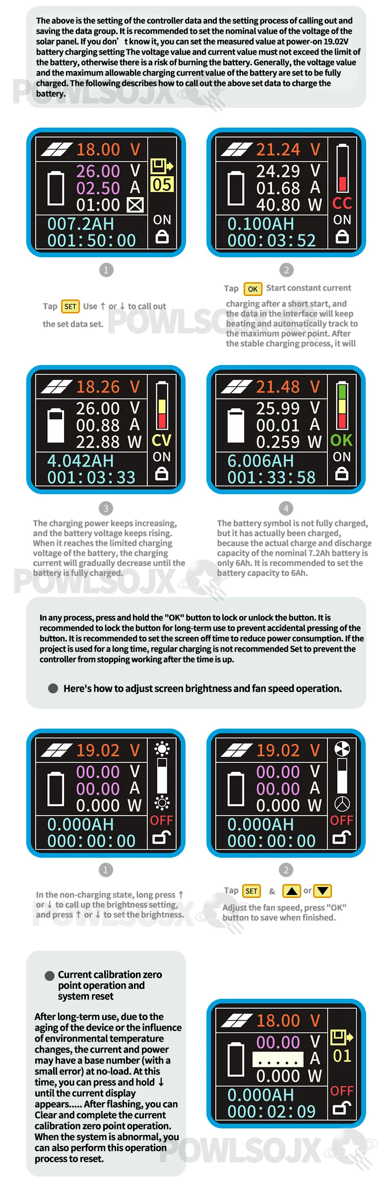 Description Picture 5 of itemPowlsojx MPT-7210A 24V/36V/48V/60V/72V MPPT Solar Battery Charger Panel Digital Charge Controller 10A Boost Voltage Module 600W
