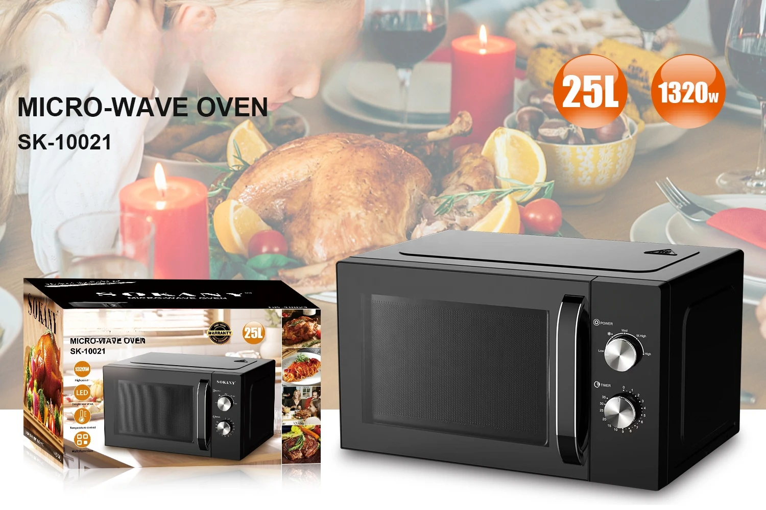 Microwave Oven with Grill 25L White  Microwave Oven  Household Appliances 54.2x41.2x33.3cm 2
