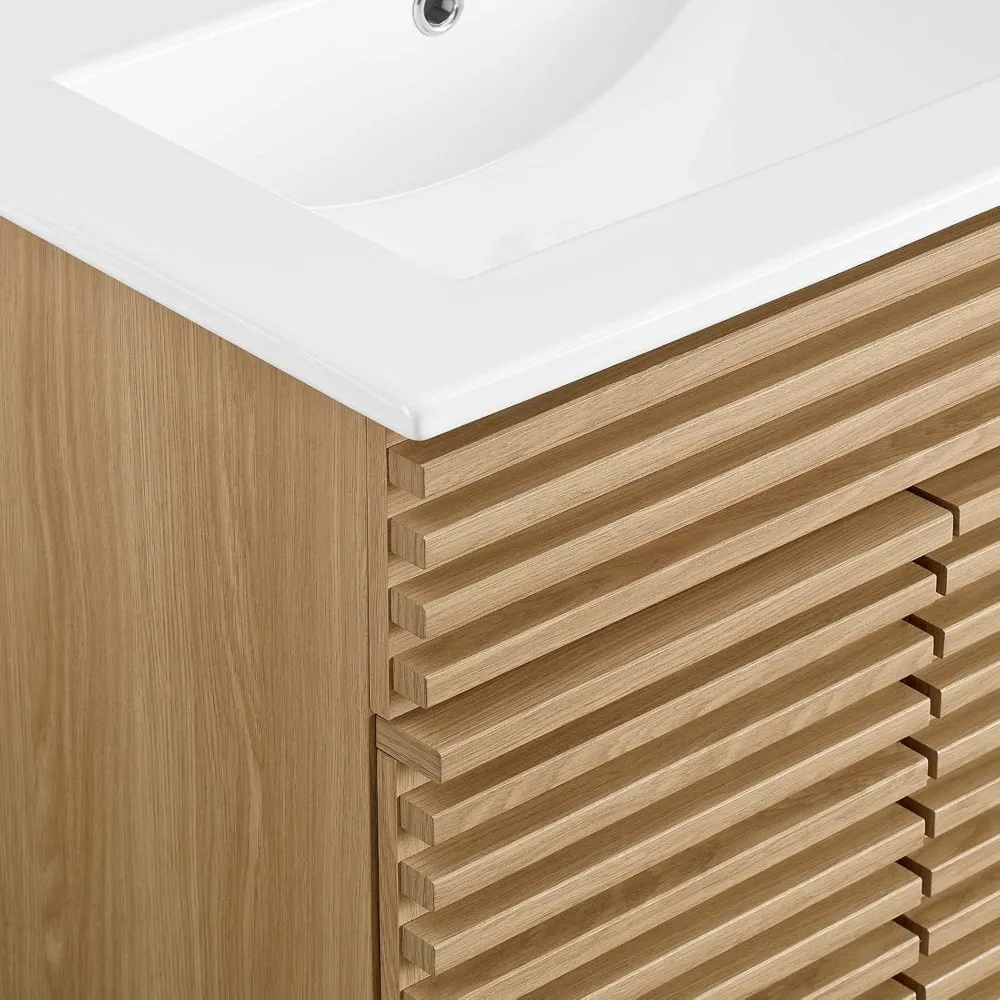 Render Vanity Floor, 24 Inch, Oak/White Sink bathroom vanity  bathroom cabinet  bathroom sink cabinet   bathroom sink cabinet 4
