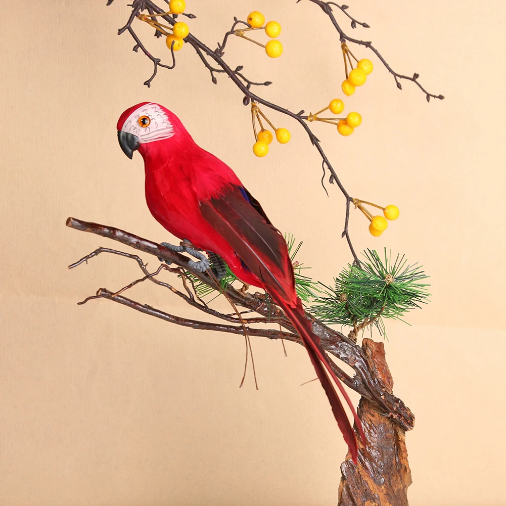 1PC Creative Handmade Foam Feather Artificial Parrot Imitation Bird Model Decoration Figurine for Home Garden Miniature Ornament