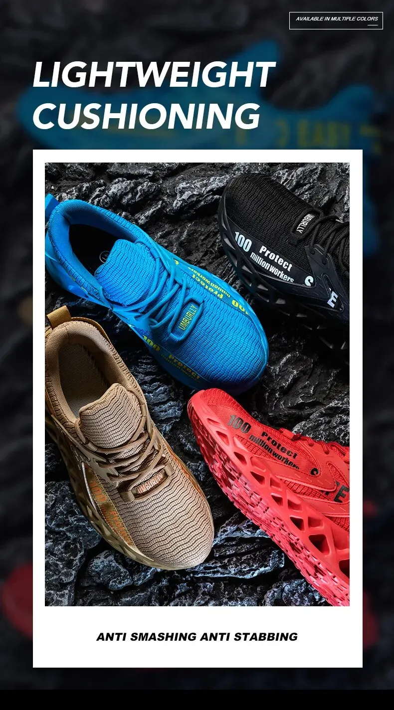 Plus Size Men Safety Boots With Steel Toe Cap Anti-smash Work Sneakers Safety Shoes Indestructible Men Work Boots Hiking Shoes