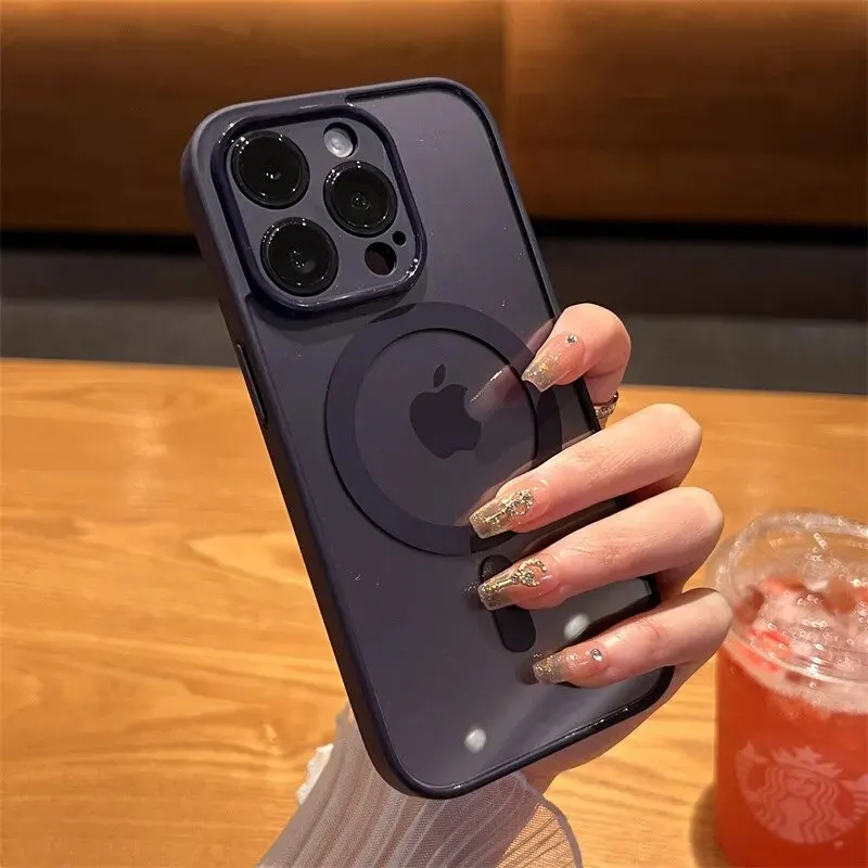 Luxury Magnetic Wireless Charging Case with Lens Protection and Transparent Soft Bumper