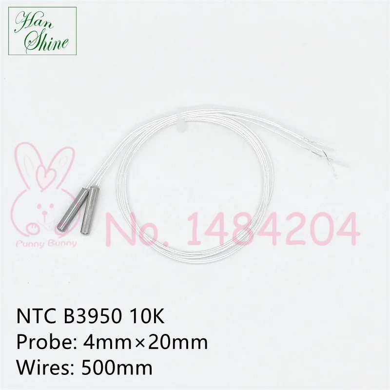 NTC B3950 10K Thermistor Temperature Sensor 10K&Omega; Probe Diameter 3mm 4mm Length 20mm 50mm 80mm 2 Wires Max. 150 &shy;&deg;C temperature sensor