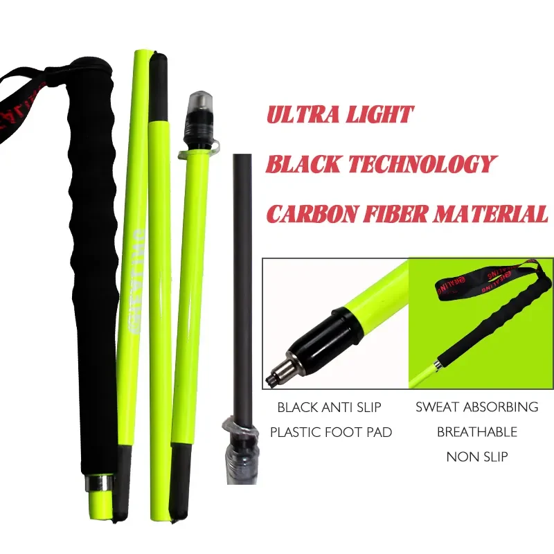 100% Carbon Fiber Trekking Poles Ultra Strong Light Weight Foldable Shock-Absorbent Hiking Sticks EVA Grips Walking Sticks 6