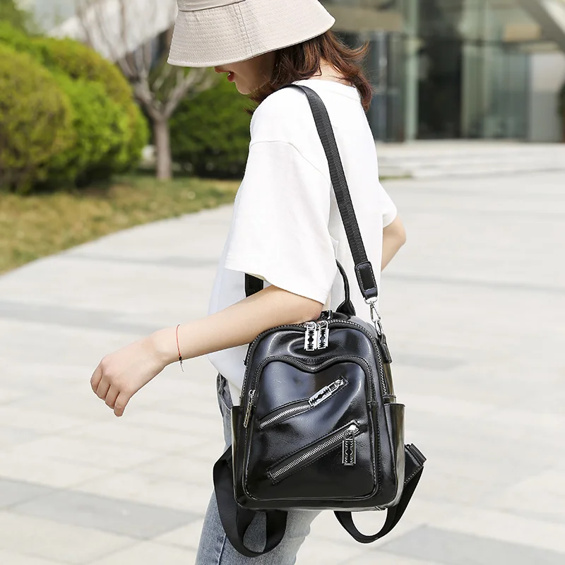 Small Backpack Women Multifunctional PU Leather Backpacks 2021 New Fashion High Quality Ladies Casual Travel Backpack School Bag