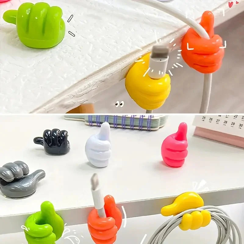 Thumb Hook Self Adhesive Wall Decoration Creative Silicone Key Hanger Hook Home Office Data Cable Clip Wire Desk Organizer 10Pcs key hanger hook