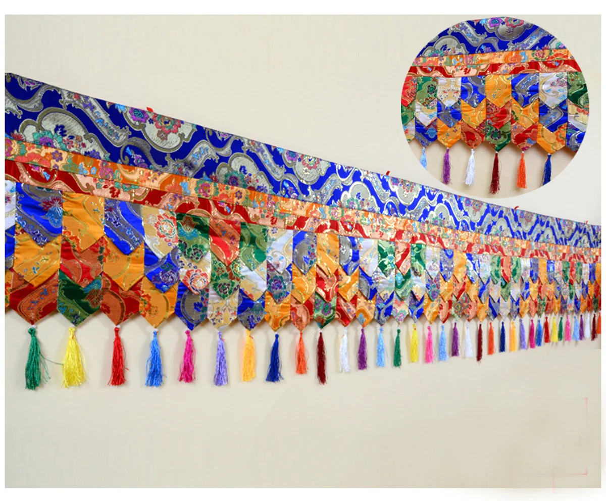 

3 Meters long Wholesale Buddhist supplie Buddhism family Temple Embroidery wall Hanging table Altar Enclosing curtain draperies