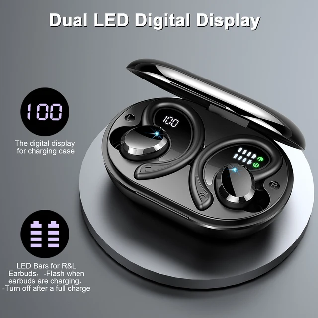 Auricolari wireless, auricolari Bluetooth 5.3 bassi stereo, microfono in-ear con cancellazione del rumore, auricolari sportivi impermeabili IP7, riproduzione 40 ore. 4